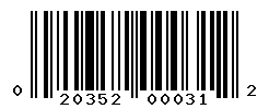 UPC barcode number 020352000312
