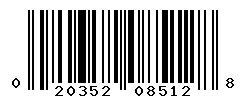 UPC barcode number 020352085128