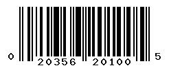 UPC barcode number 020356201005
