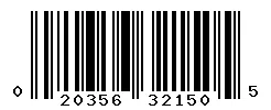 UPC 020356321505 barcode image