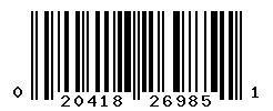 UPC barcode number 020418269851