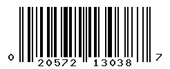 UPC 020572130387 barcode image