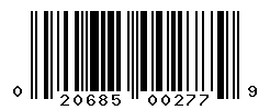 UPC barcode number 020685002779