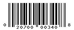 UPC barcode number 020700003408
