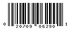 UPC barcode number 020709062901