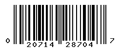 UPC barcode number 020714287047