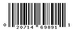 UPC barcode number 020714698911