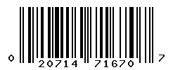 UPC barcode number 020714716707