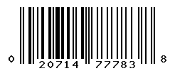 UPC barcode number 020714777838