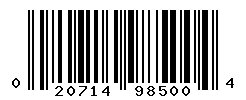 UPC barcode number 020714985004