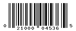 UPC barcode number 021000045365