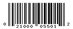 UPC barcode number 021000055012