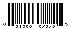 UPC barcode number 021000072705