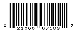 UPC barcode number 021000671892