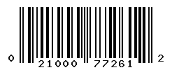 UPC barcode number 021000772612