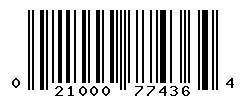 UPC barcode number 021000774364