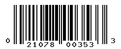 UPC barcode number 021078003533