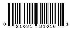 UPC barcode 021081310161