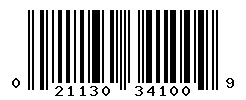 UPC barcode number 021130341009