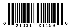 UPC 021331011596 barcode image