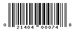 UPC barcode number 021404000748