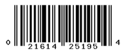 UPC barcode number 021614251954