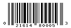 UPC barcode number 021614800053