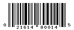 UPC barcode number 021614800145