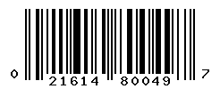 UPC barcode number 021614800497