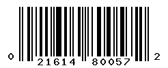 UPC barcode number 021614800572