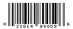 UPC barcode number 021614800596
