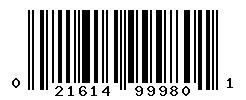 UPC barcode number 021614999801