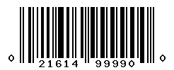 UPC barcode number 021614999900