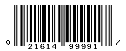UPC barcode number 021614999917