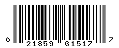 UPC barcode number 021859615177