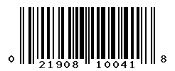 UPC barcode number 021908100418