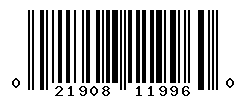 UPC barcode number 021908119960