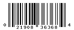 UPC barcode number 021908363684