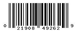 UPC barcode number 021908492629