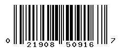 UPC barcode number 021908509167