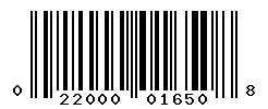 UPC barcode number 022000016508