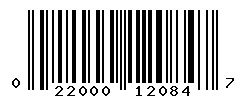 UPC barcode number 022000120847