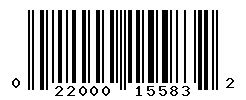 UPC barcode number 022000155832