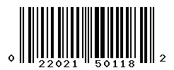 UPC barcode number 022021501182