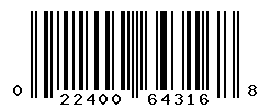 UPC barcode number 022400643168