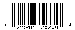 UPC barcode number 022548307564