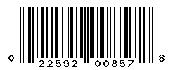 UPC barcode number 022592008578