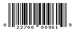 UPC barcode number 022700009619