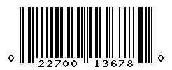 UPC barcode number 022700136780