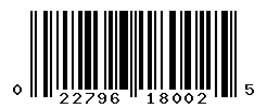 UPC barcode number 022796180025